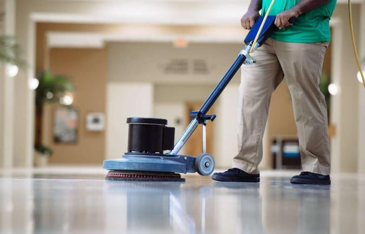 Specialist floor cleaning in a healthcare or commercial corridor