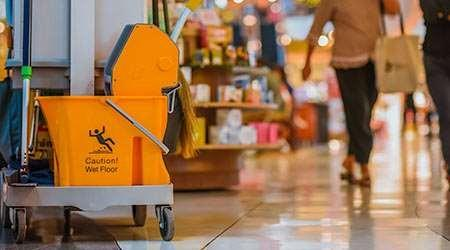 Cleaning equipment in a polished hypermarket floor environment