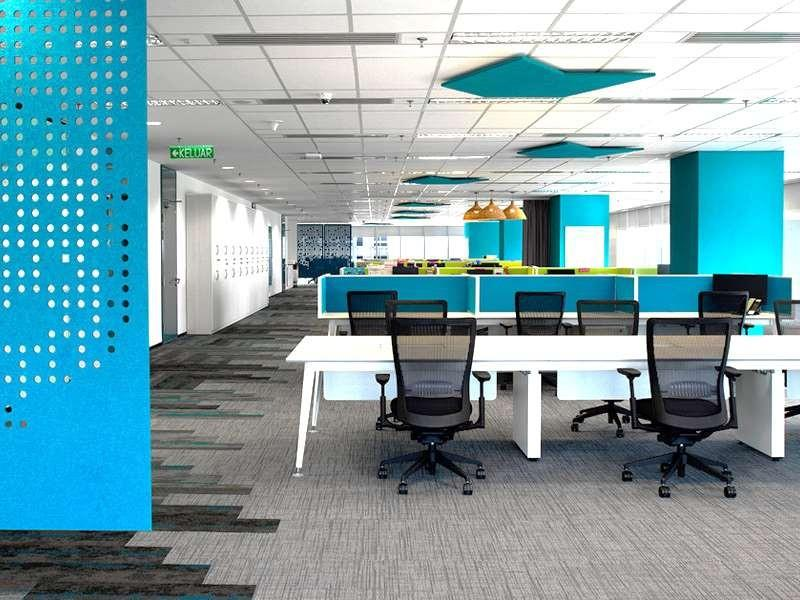 Bright controlled office interior prepared for specialist cleaning